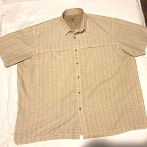 Arrow button down short sleeve shirt, 2XL, Tan color